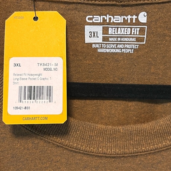NWT Carhartt Men Relaxed Fit Heavyweight Logo Graphic Long-Sleeve shirt - Picture 3 of 4